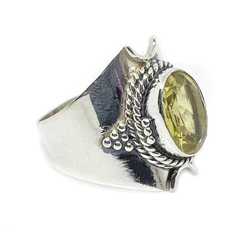 Surya Lemon Quartz Bohemian Ring