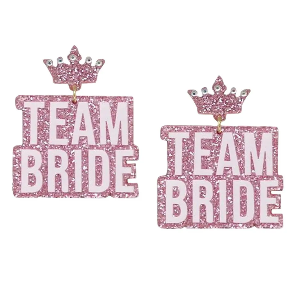 Team Bride Acrylic Drop Earrings