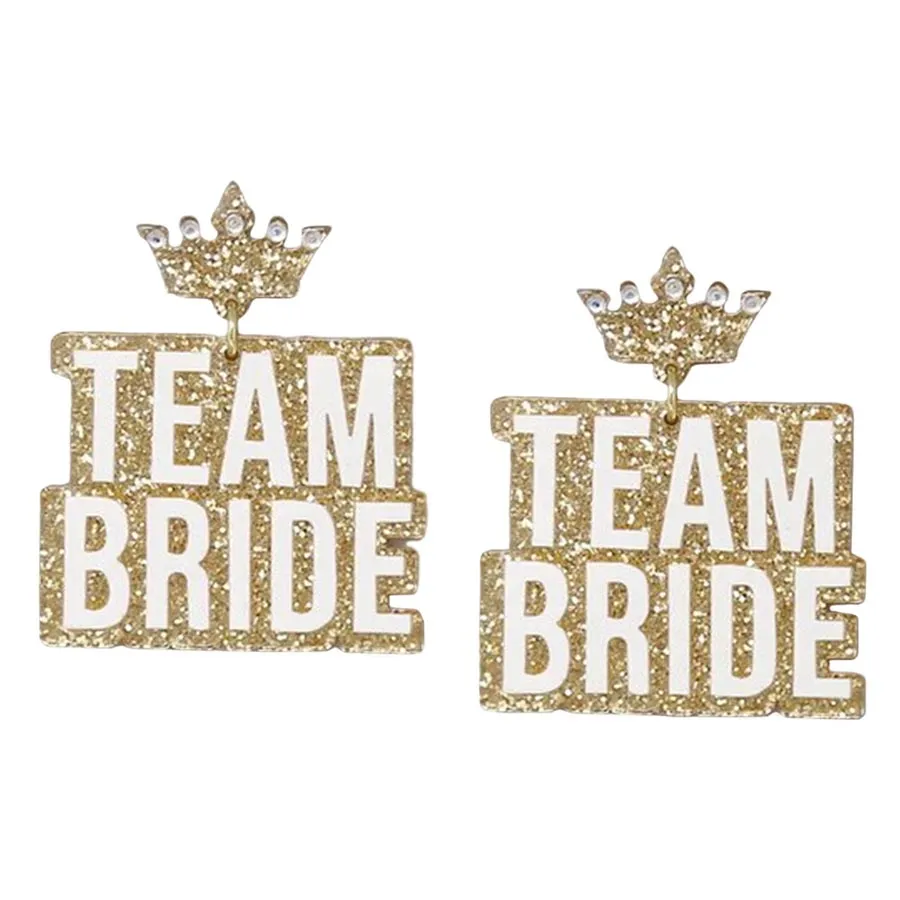 Team Bride Acrylic Drop Earrings