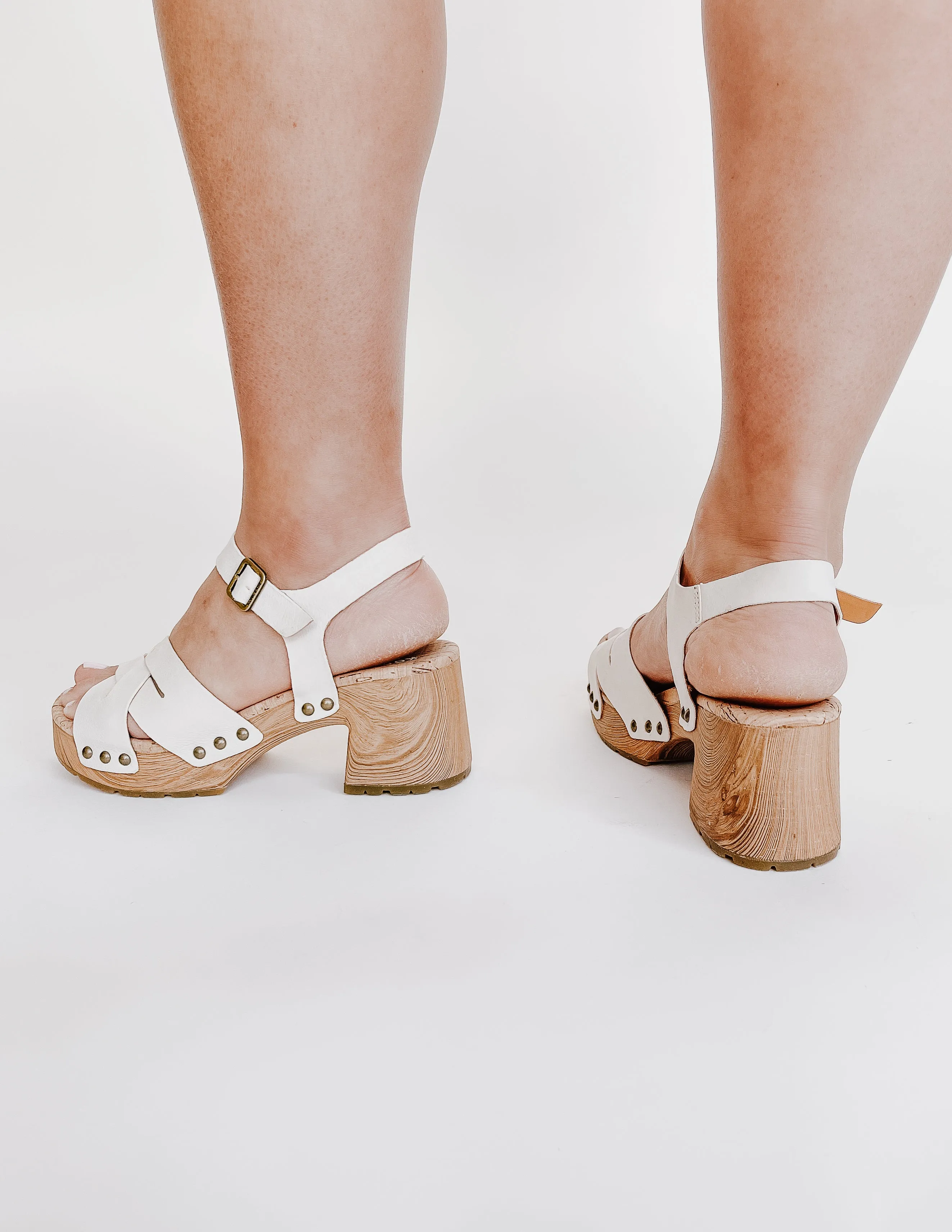 The Tia Leather Platform Sandal in Cream