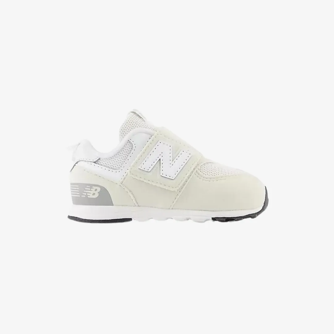 toddler new balance 574-b hook & loop (grey/white)