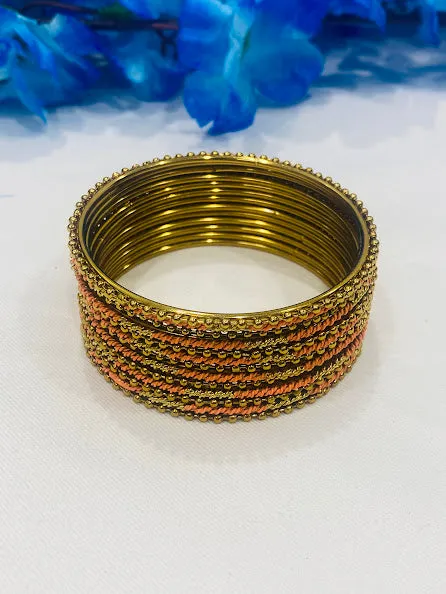 Traditional Gold Plated Party Wear Pretty Bangle Set For Women