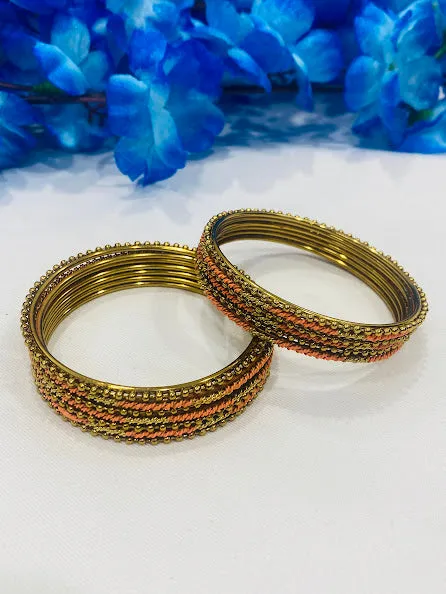 Traditional Gold Plated Party Wear Pretty Bangle Set For Women