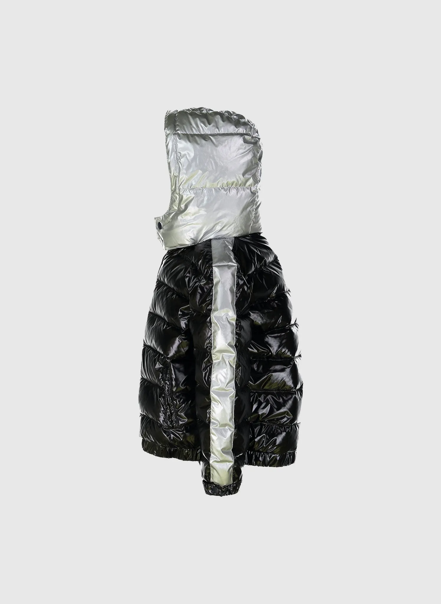 Vierra Rose Drew Contrast Sleeve Puffer in Black/Silver *Hello Alyss Exclusives*