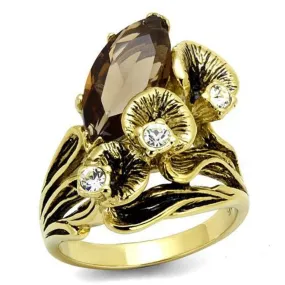 WildKlass Stainless Steel Ring IP Gold Women Synthetic Brown